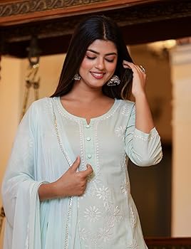 Karima Chikankari Rayon Straight Kurta Set