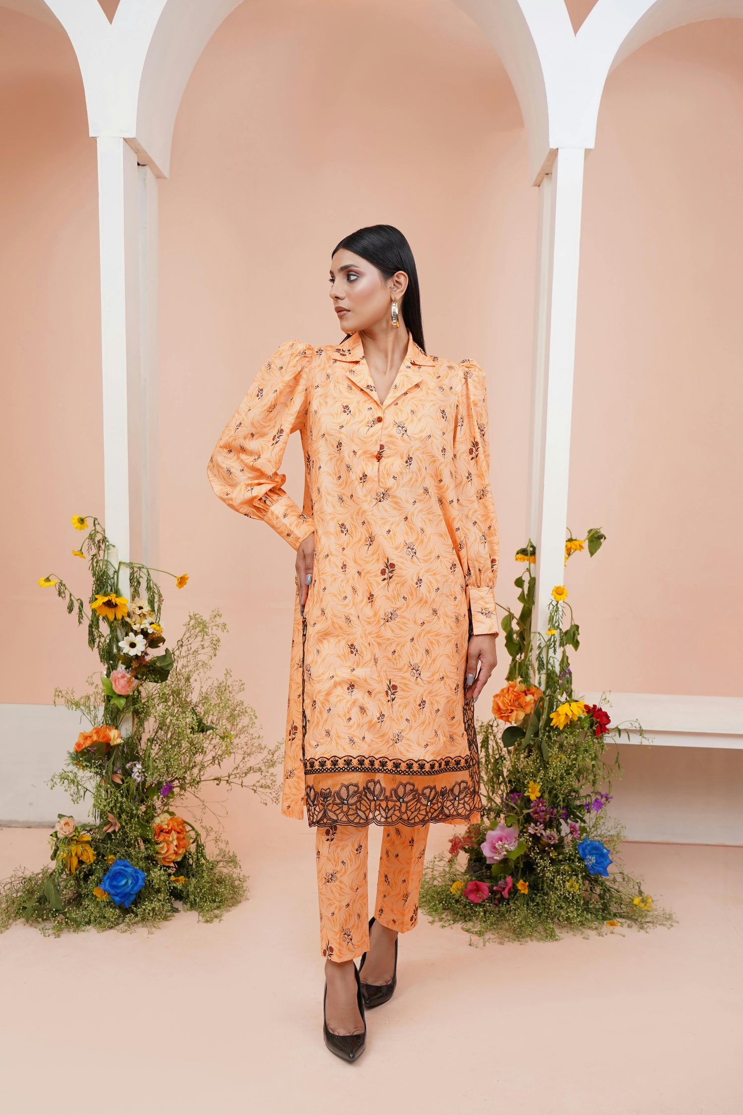 Pastel hues chickenkari suits for weddings and festivals
